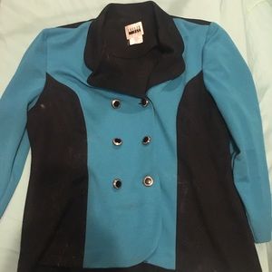 Teal and Black Double Breasted Blazer